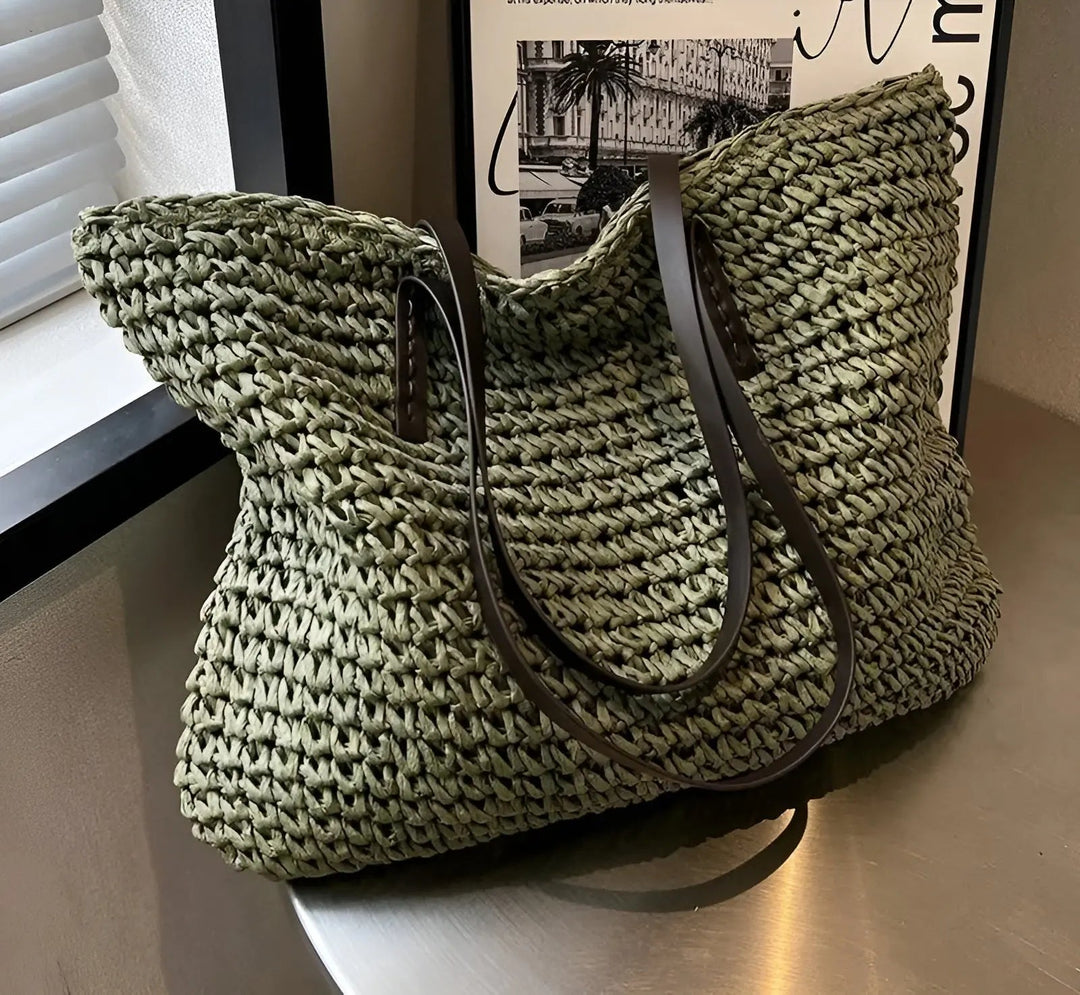 Boho women's bag – handwoven beach bag with tassels & details
