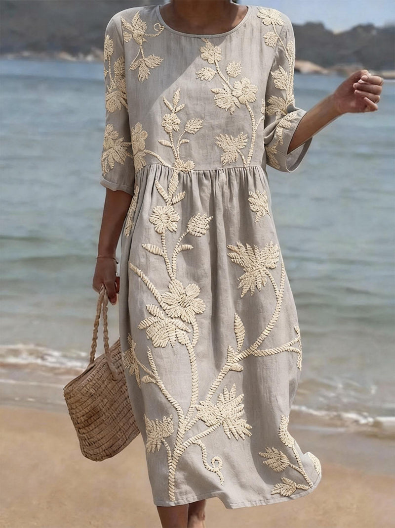 Women's Loose Floral Summer Midi Dress – Lightweight Casual Dress