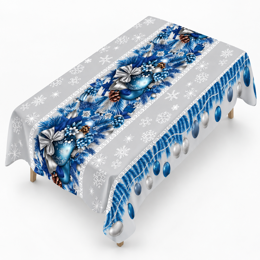Holly Hearth | Weihnachts-Tischdecke mit Rote-Schleifen-Druck