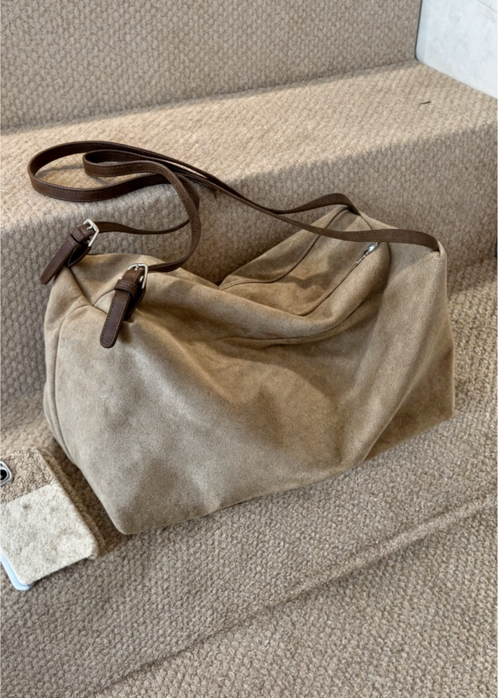 Women's Suede Crossbody Bag – Vegan Shoulder Bag Elegant & Compact