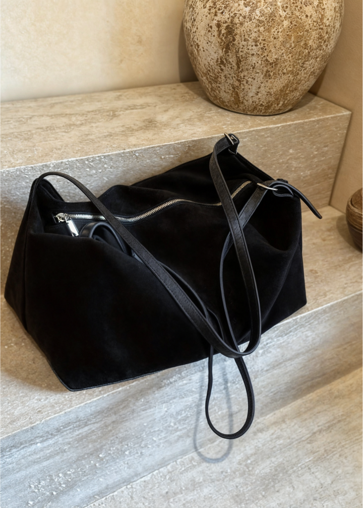 Women's Suede Crossbody Bag – Vegan Shoulder Bag Elegant & Compact