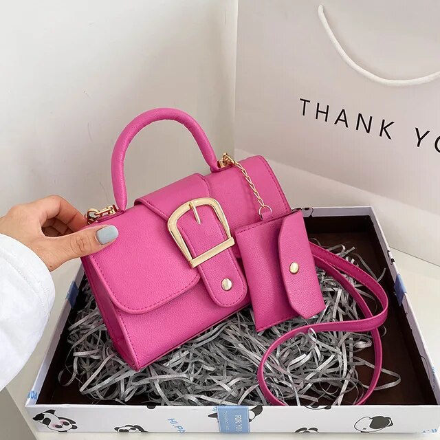 Elegante Damenhandtasche mit Schnalle – Vegan Leder Schultertasche