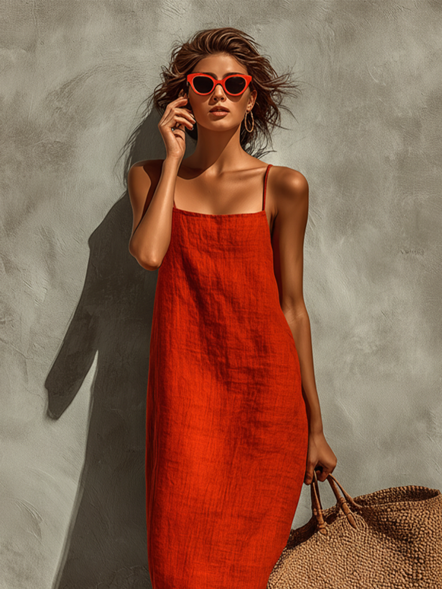 Rotes Spaghettiträger-Damenkleid: Bequem und Stilvoll für Jeden Anlass 2