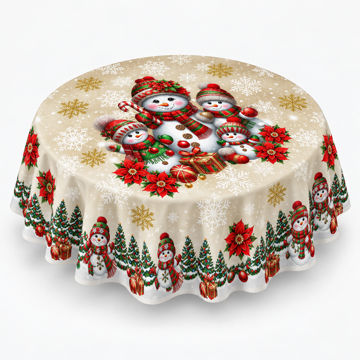 Holly Hearth | Weihnachts-Tischdecke mit Rote-Schleifen-Druck