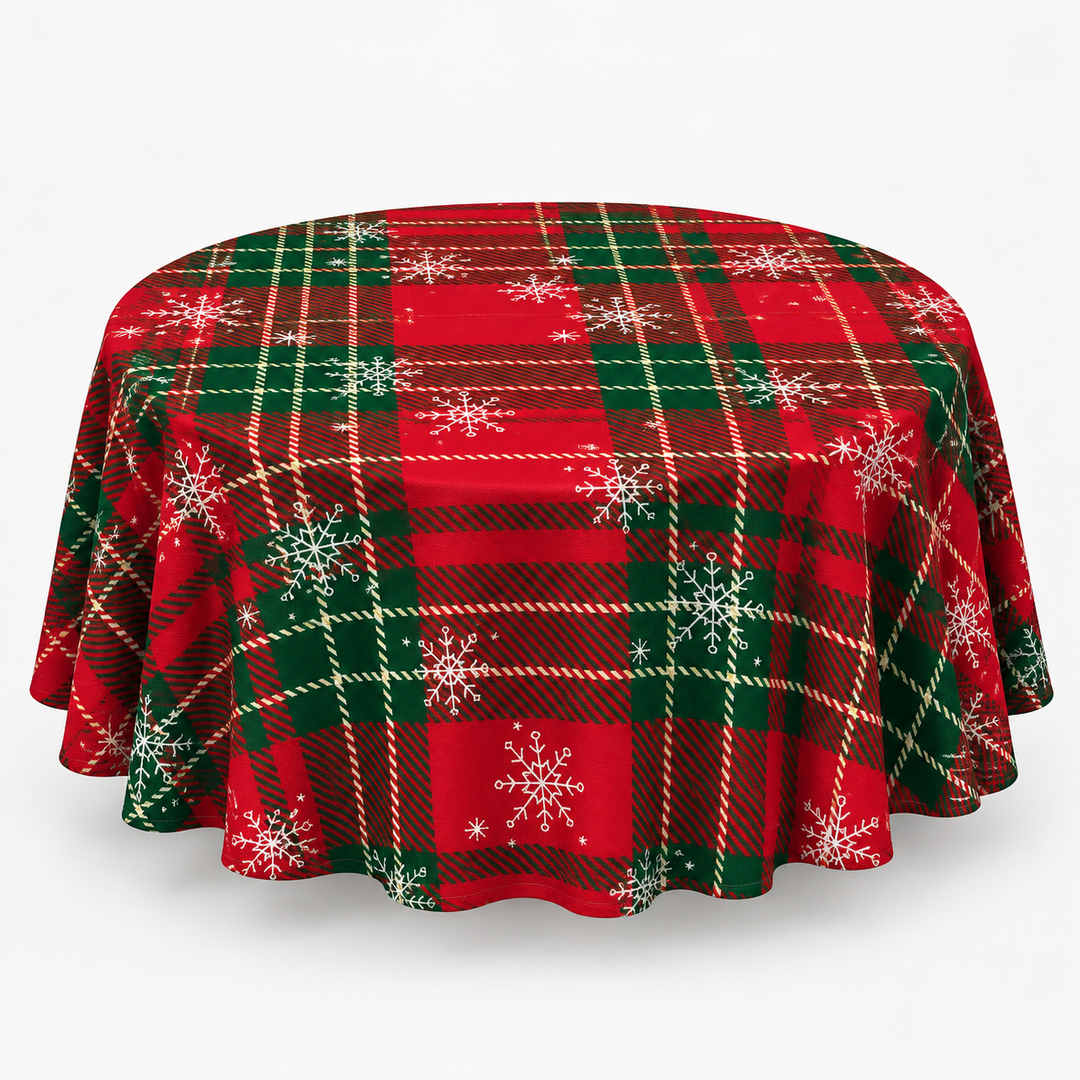 Holly Hearth | Weihnachts-Tischdecke mit Rote-Schleifen-Druck
