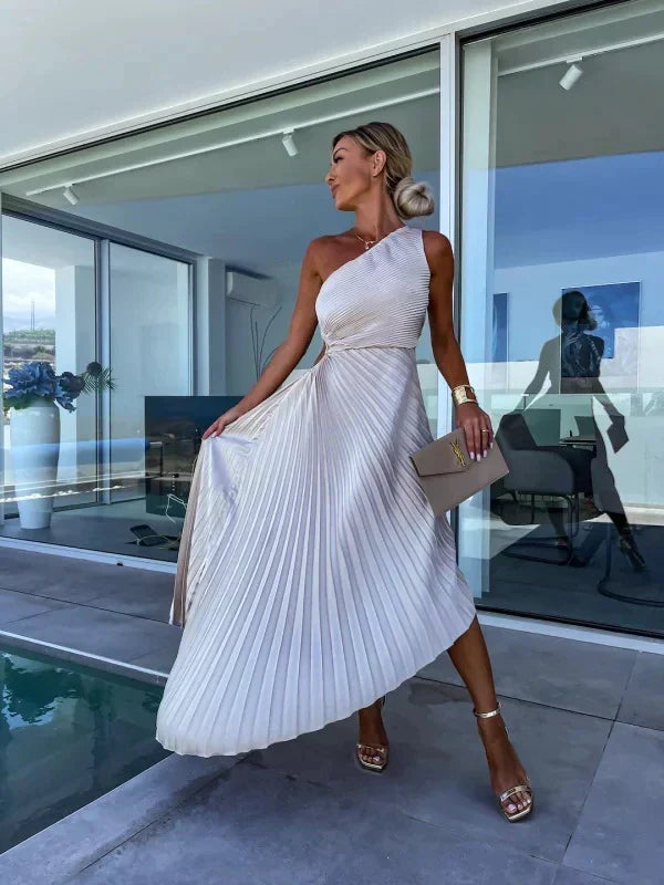 Vestido de mujer plisado asimétrico elegante | Para verano o ocasiones festivas