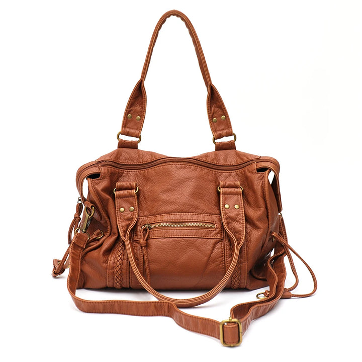 Wegańska torba na ramię w stylu vintage – Elegancka damska torba na ramię z eko-skóry