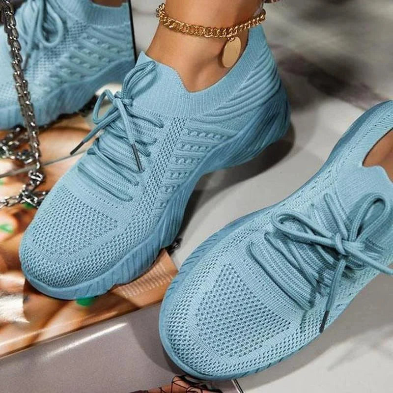 Women's Orthopedic Mesh Lace-Up Sneakers – Breathable Comfort Running Shoes