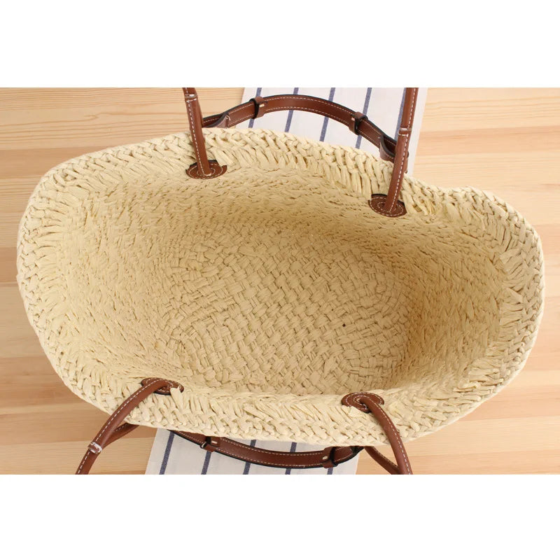 Boho Beach Bag Women – Handmade Raffia Shoulder Bag Summer 2025