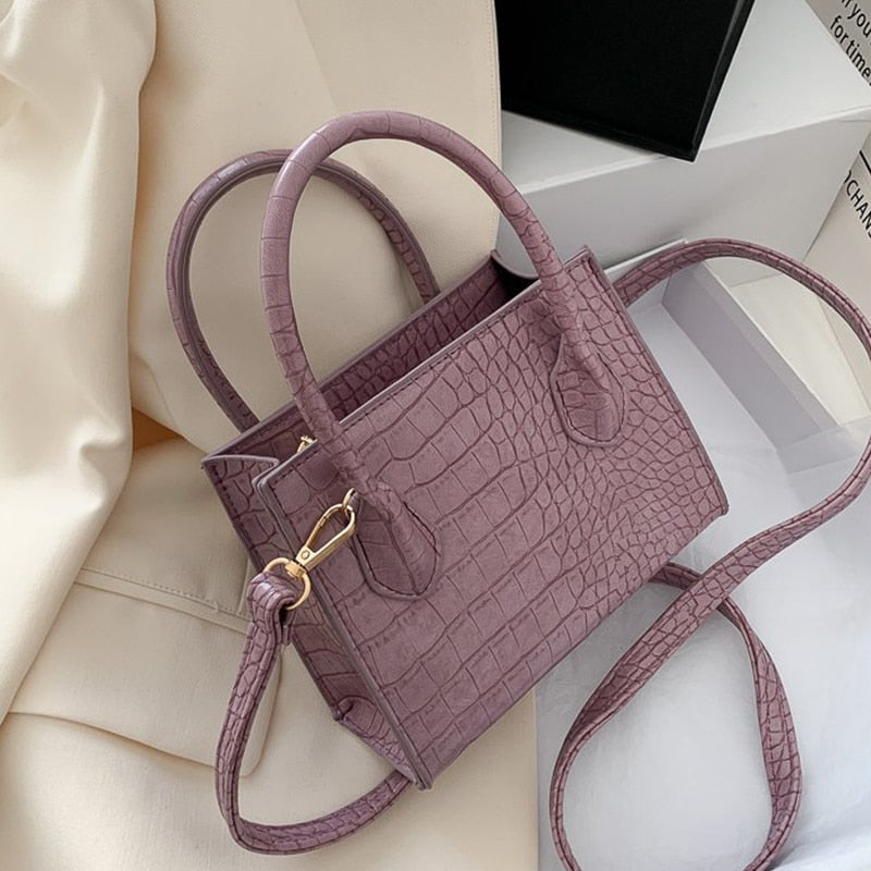 Luxury handbag women – crocodile leather look – shoulder bag