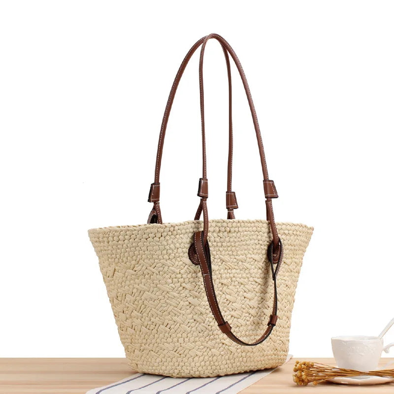 Boho Beach Bag Women – Handmade Raffia Shoulder Bag Summer 2025