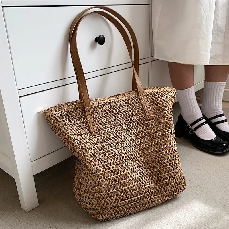 Boho Straw Bag Women – Handmade Large Beach Bag