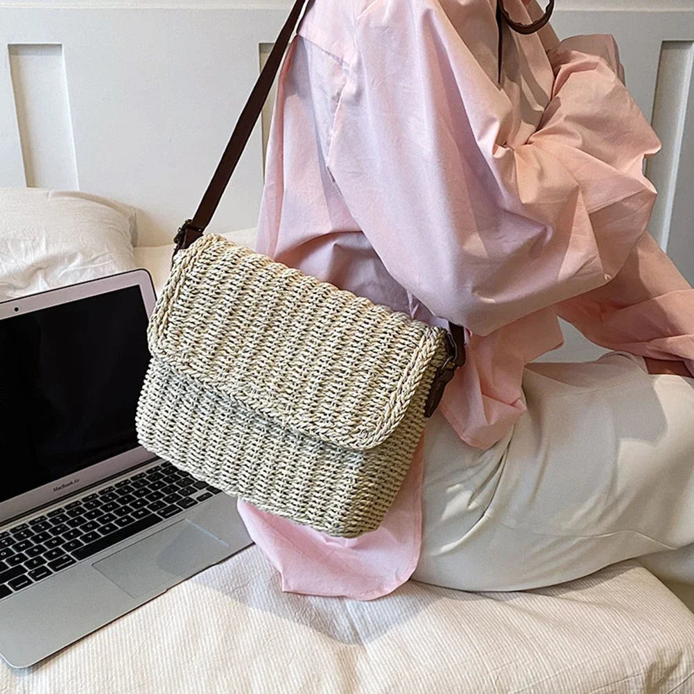 Straw Shoulder Bag Women – Handmade Raffia Crossbody Summer