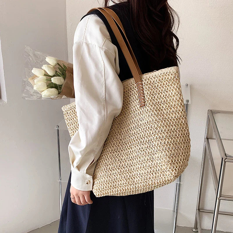 Boho Straw Bag Women – Handmade Large Beach Bag