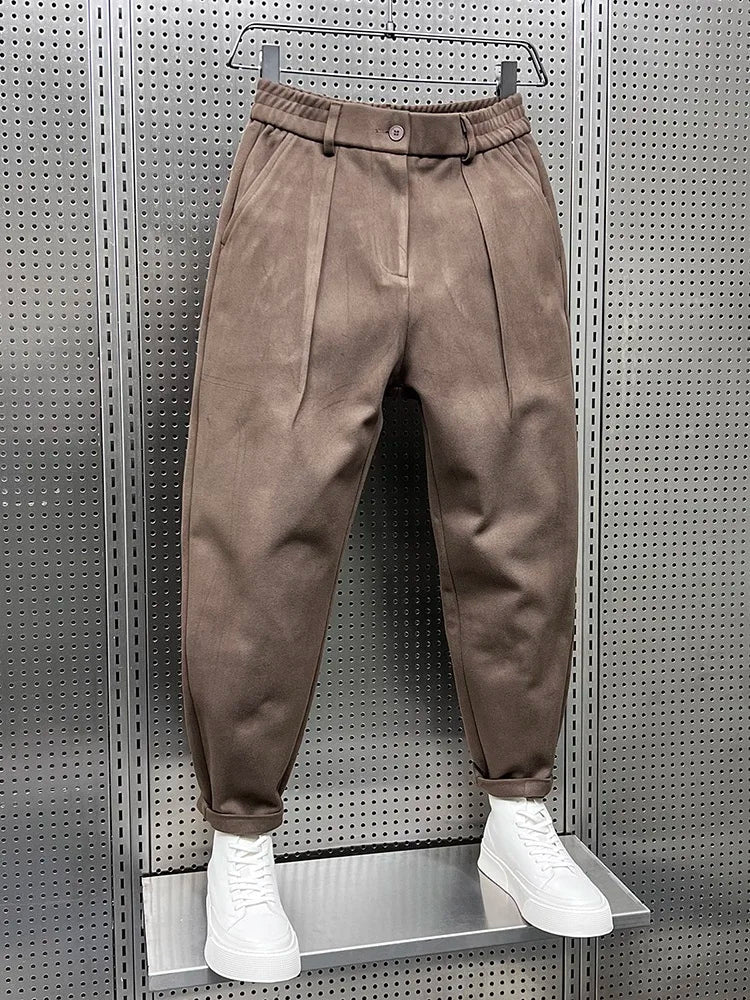 Dark Gray Men's Trousers With Pleats – Elegant Tailored Office Pants