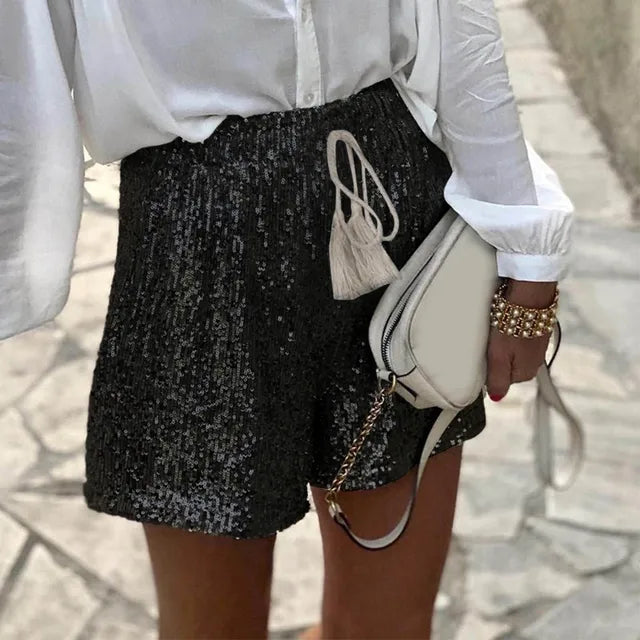 Trendy Sequin Shorts Women | Summer Party High Waist Shorts | Shiny Evening Wear