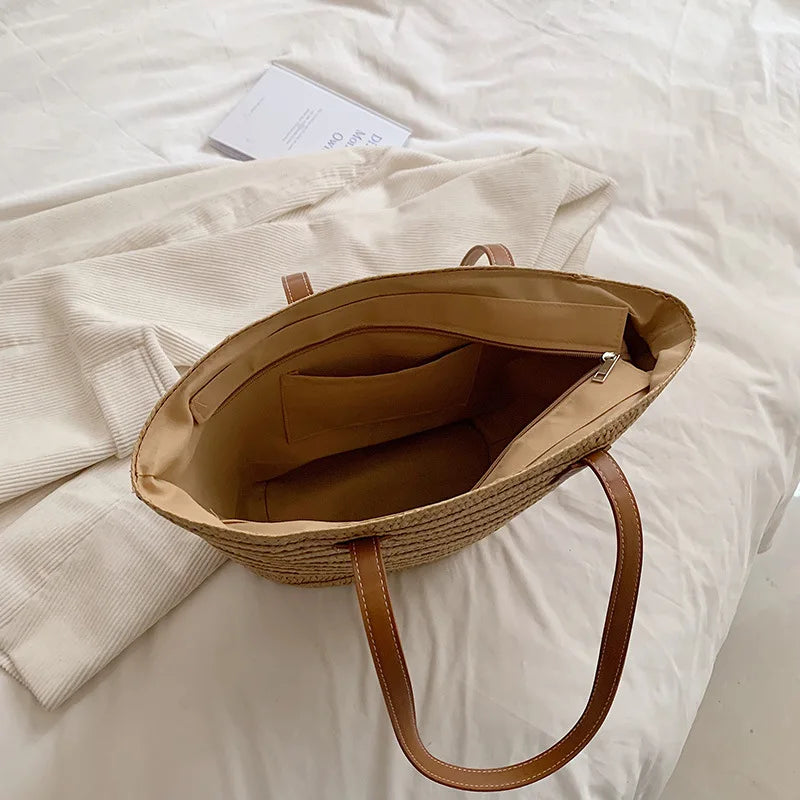 Large Straw Bag Women – Handmade Luxury Beach Bag
