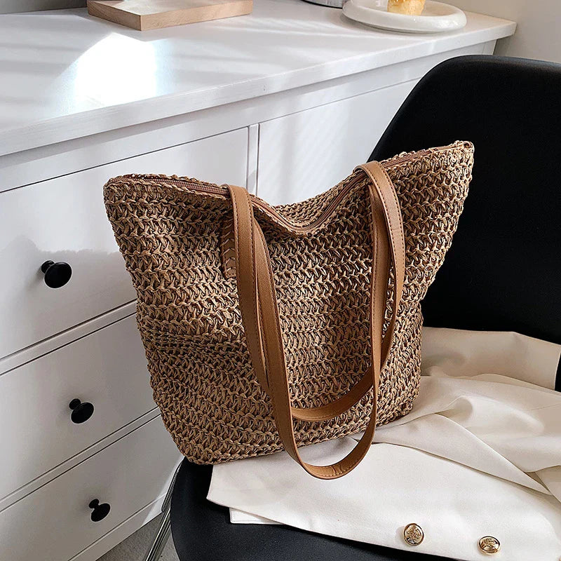 Boho Straw Bag Women – Handmade Large Beach Bag