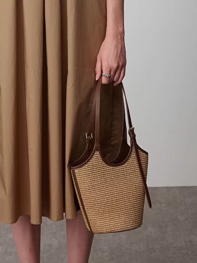 Boho Rattan Beach Bag Women – Handmade Shoulder Bag Summer