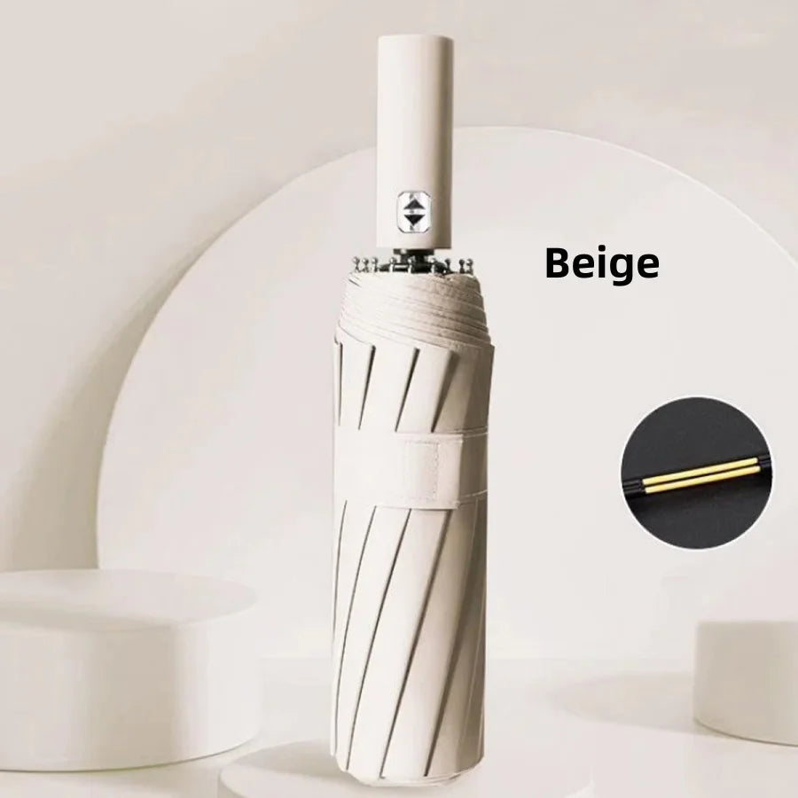 Automatik Faltbarer Regenschirm Winddicht Kompakt - Beige