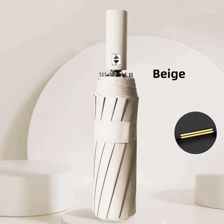 Automatik Faltbarer Regenschirm Winddicht Kompakt - Beige