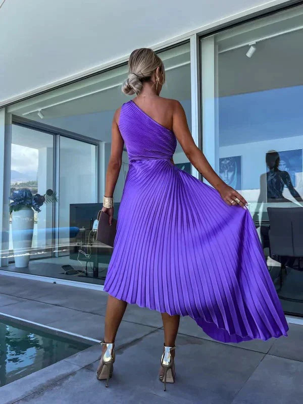 Vestido de mujer plisado asimétrico elegante | Para verano o ocasiones festivas
