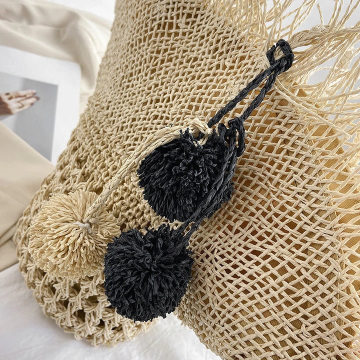 Large Straw Bag Women – Handmade Beach Bag Summer Shopper