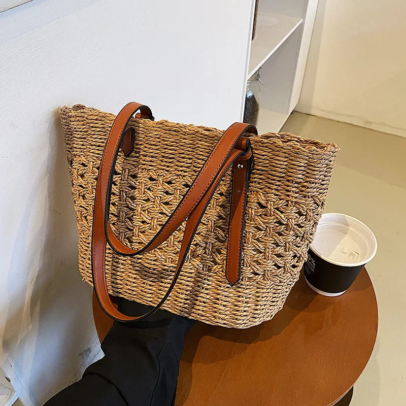 Luxury Straw Bag Women – Handmade Shoulder Bag Summer 2025