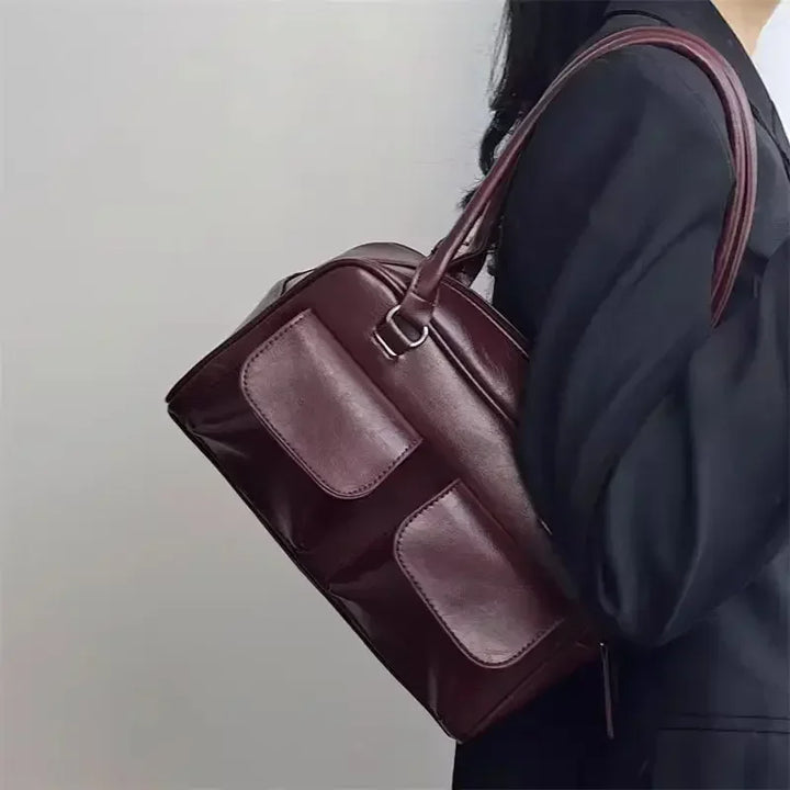 Vintage straw beach bag with vegan leather