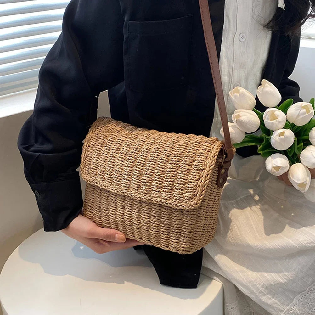 Straw Shoulder Bag Women – Handmade Raffia Crossbody Summer