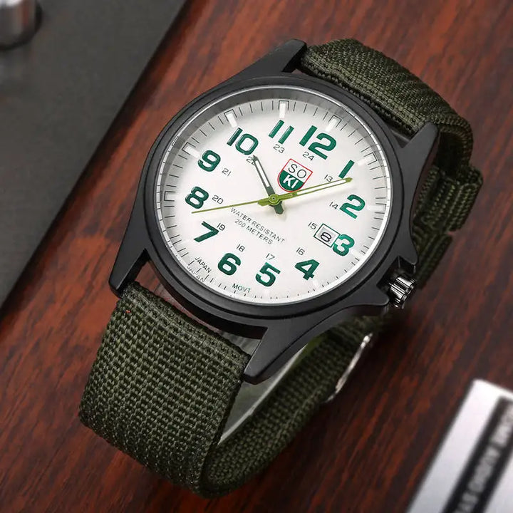 Herren Militär Stil Braune Armbanduhr – Robuste Taktische Lederuhr