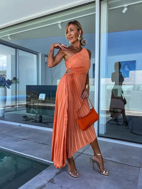 Vestido de mujer plisado asimétrico elegante | Para verano o ocasiones festivas
