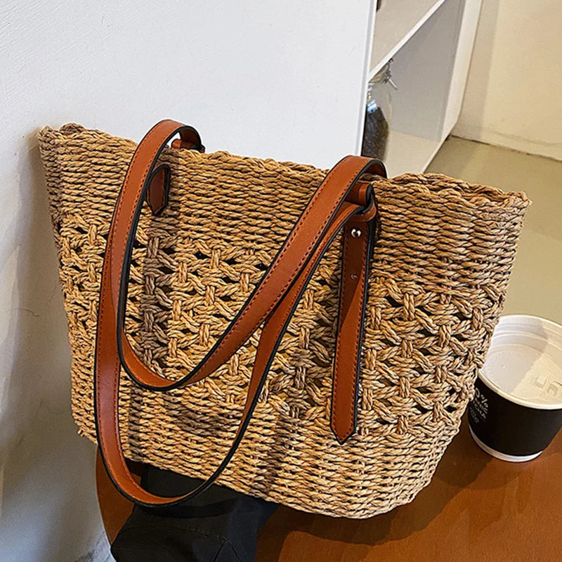 Luxury Straw Bag Women – Handmade Shoulder Bag Summer 2025