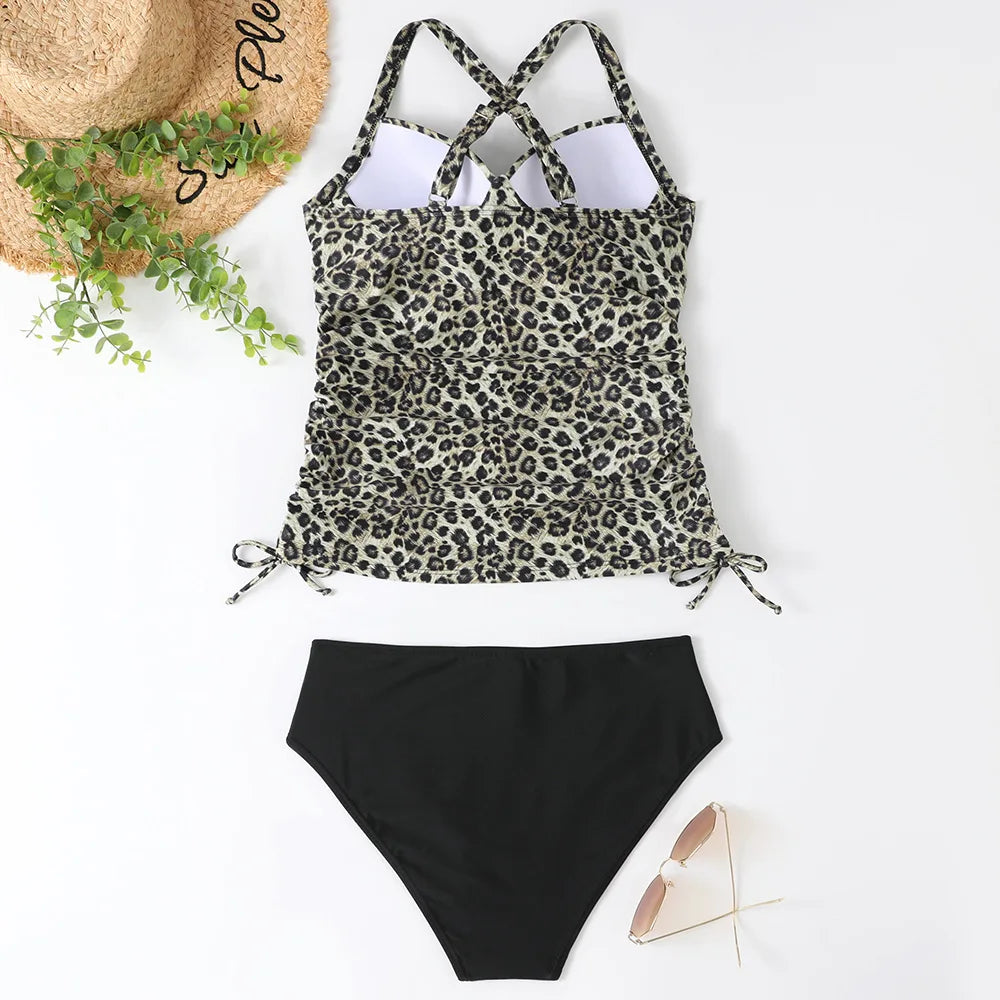 Fashionable V-neck Tankini Set – Figure-shaping Swimwear for Women