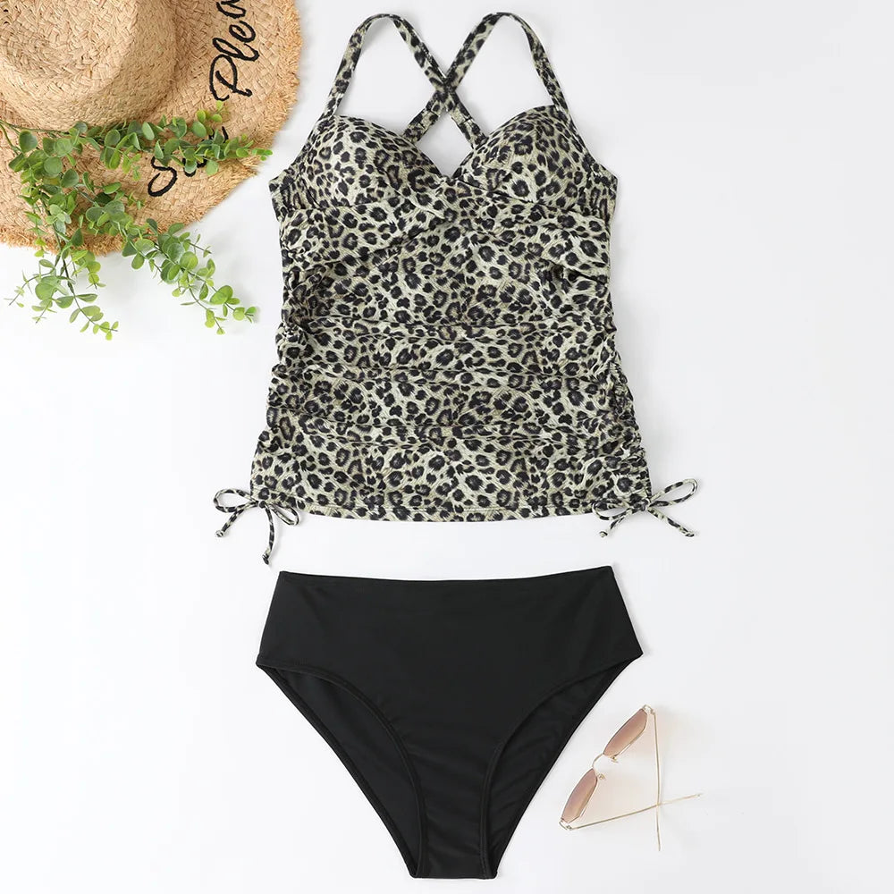 Fashionable V-neck Tankini Set – Figure-shaping Swimwear for Women