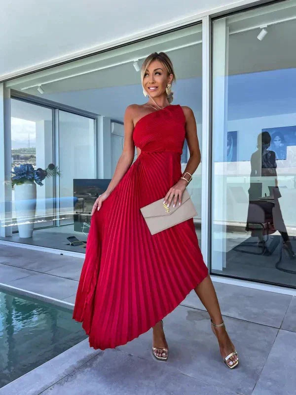 Vestido de mujer plisado asimétrico elegante | Para verano o ocasiones festivas