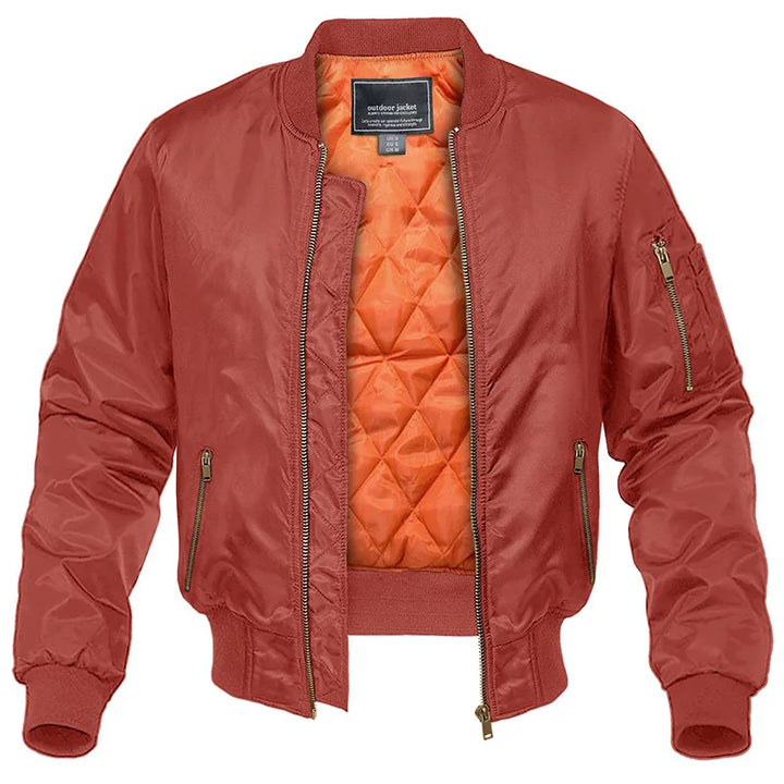 Chaqueta bomber acolchada para hombre, forrada, con cremallera y bolsillos insertados