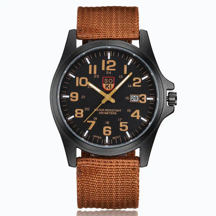 Herren Militär Stil Braune Armbanduhr – Robuste Taktische Lederuhr