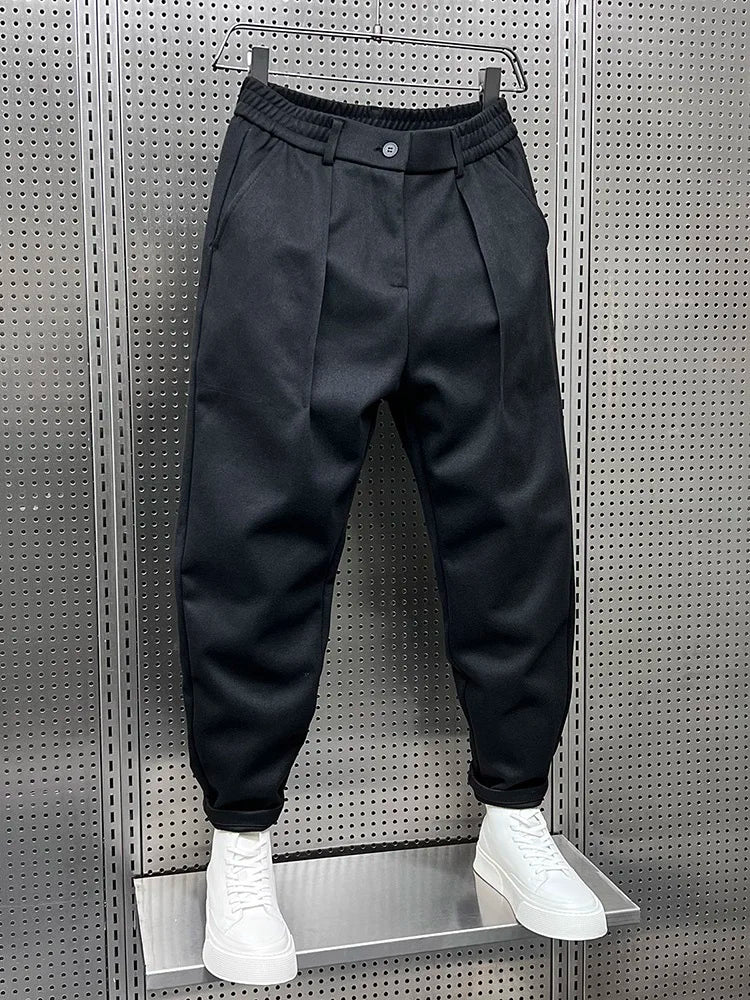 Dark Gray Men's Trousers With Pleats – Elegant Tailored Office Pants