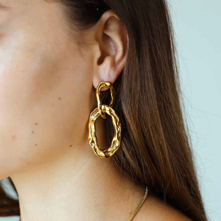 Boucles d'oreilles pendantes à la mode en or en acier inoxydable pour femmes hypoallergéniques