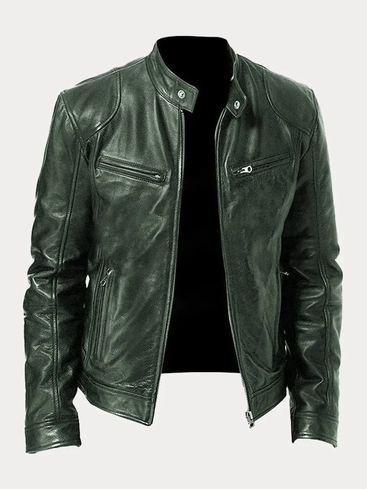 Men's Black Leather Biker Jacket Premium Moto Style – Slim Fit Jacket