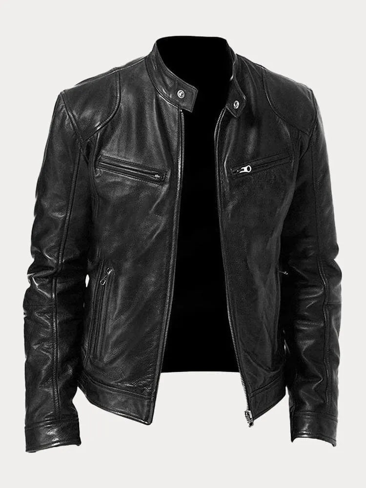 Men's Black Leather Biker Jacket Premium Moto Style – Slim Fit Jacket