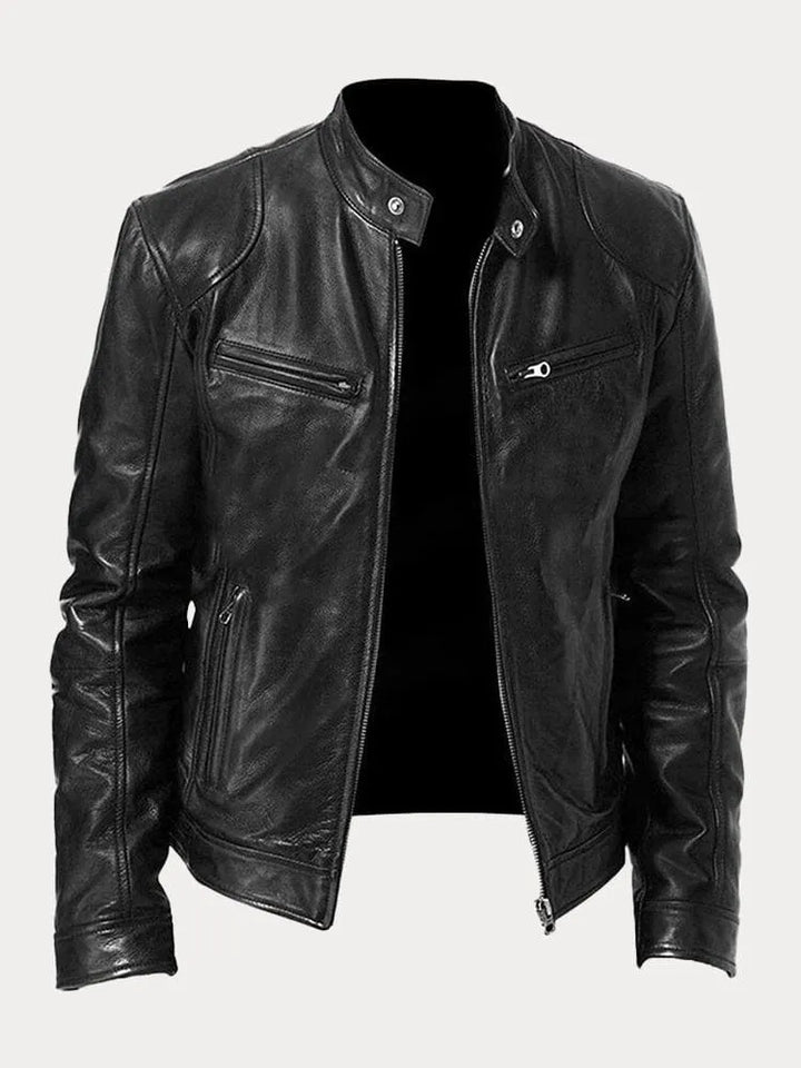 Men's Black Leather Biker Jacket Premium Moto Style – Slim Fit Jacket
