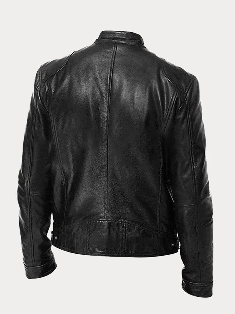 Men's Black Leather Biker Jacket Premium Moto Style – Slim Fit Jacket