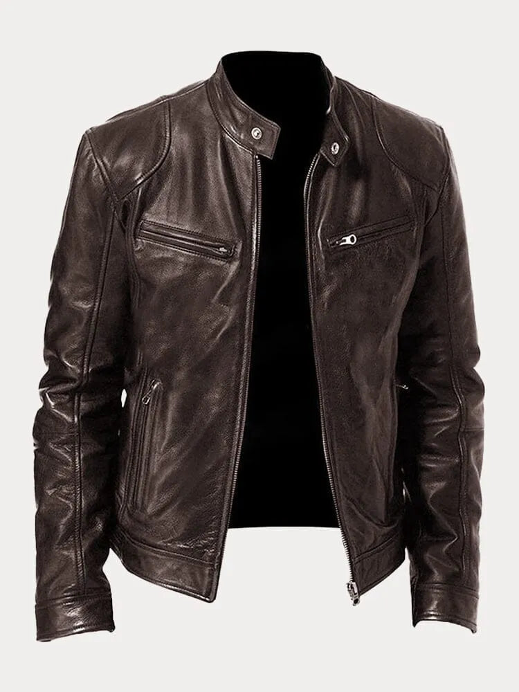 Men's Black Leather Biker Jacket Premium Moto Style – Slim Fit Jacket