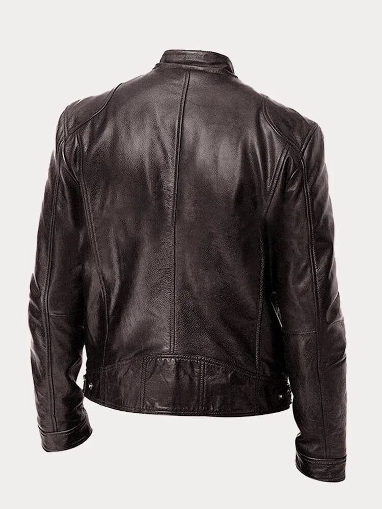 Men's Black Leather Biker Jacket Premium Moto Style – Slim Fit Jacket