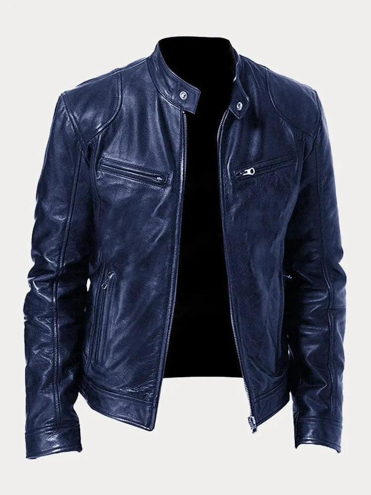 Men's Black Leather Biker Jacket Premium Moto Style – Slim Fit Jacket