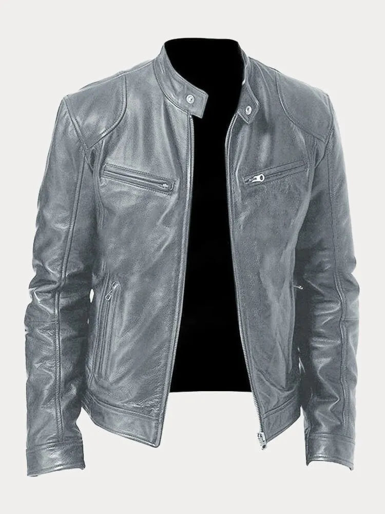 Men's Black Leather Biker Jacket Premium Moto Style – Slim Fit Jacket
