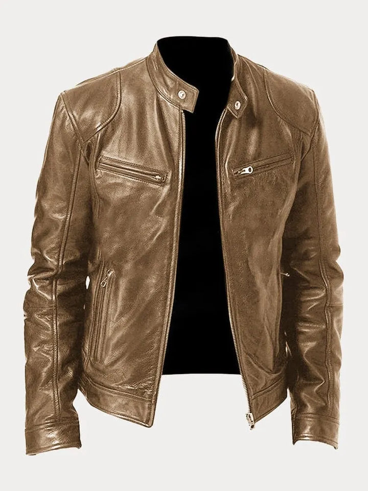 Men's Black Leather Biker Jacket Premium Moto Style – Slim Fit Jacket