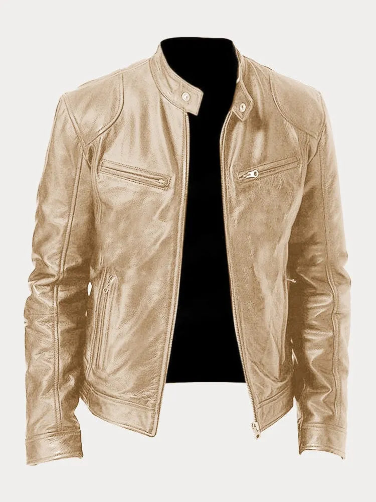 Men's Black Leather Biker Jacket Premium Moto Style – Slim Fit Jacket